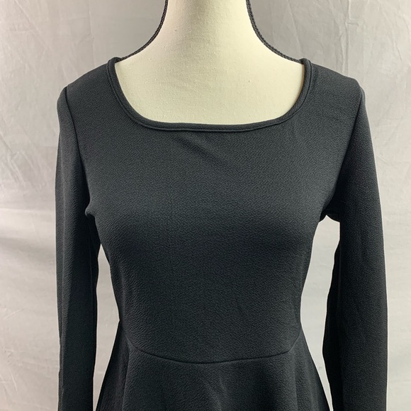 Black Mesh Insert Flare Hem Dress - Picture 6 of 9